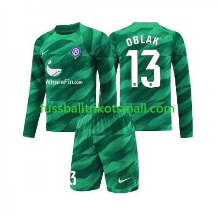 Fußballtrikots Atlético Madrid Jan Oblak 13 Torwart Kinder 2023-2024 Langarm Auswärts-trikot kaufen